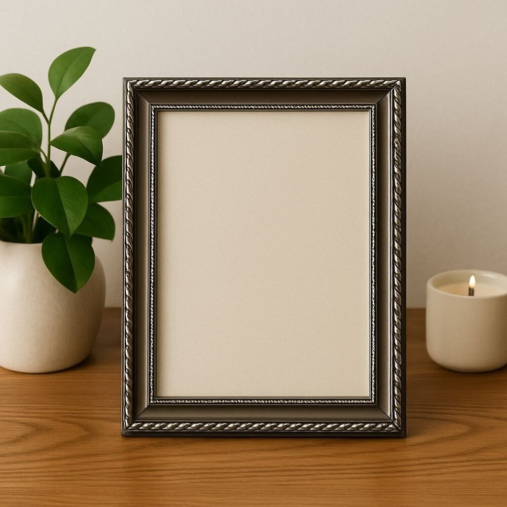 Lane Furniture Silver Picture Frame 5x7 Vintage Style Rope & Beaded Edge